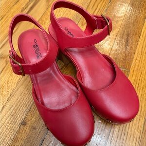 Charlotte Stone Red Leather Sandals
